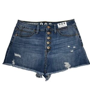 NEW Rewash Denim Jean Shorts Super High Rise Distressed Size 9/29 Raw Edge Hem